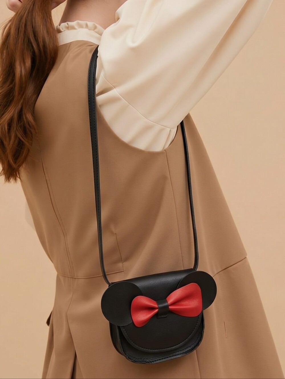 Mouse Ear Shoulder Purse Red Bow Black Mini Bag Theme Park Minnie Inspired Gift
